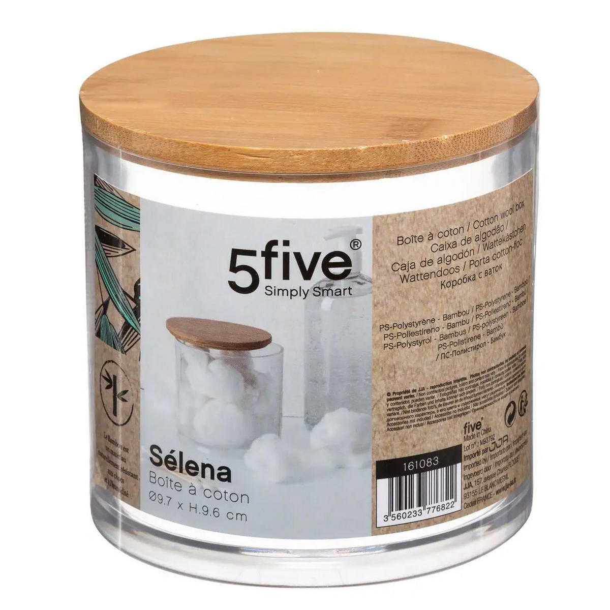BEHÄLTER für Wattepads Selena 9,7/9,7/9,6 cm - Transparent, Kunststoff (9.7/9.6/9.7cm) - 5five Simply Smart