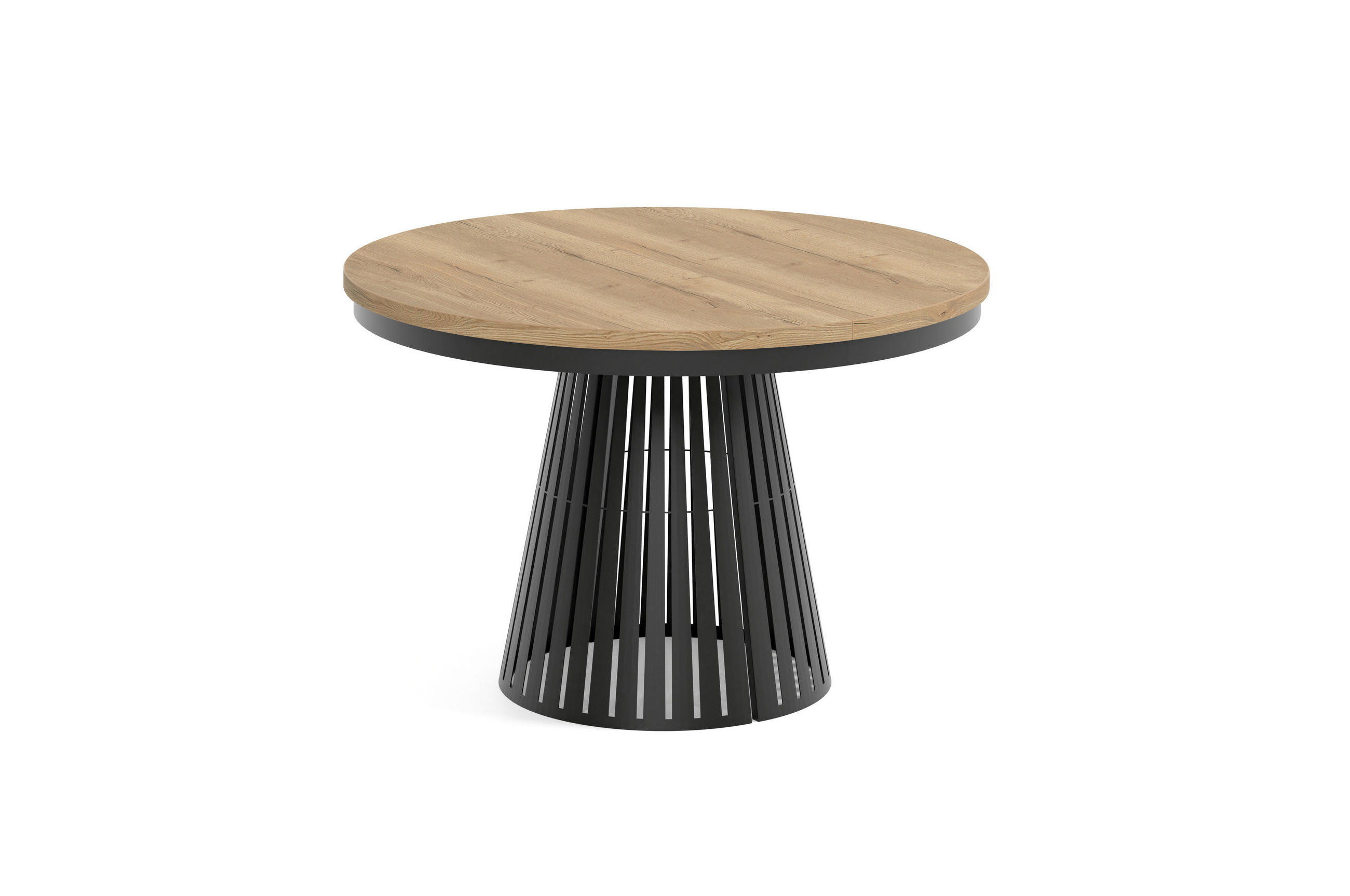 ESSTISCH Cone Bis - Hellbraun/Schwarz, Holzwerkstoff/Metall (120/120/76cm) - Meblini