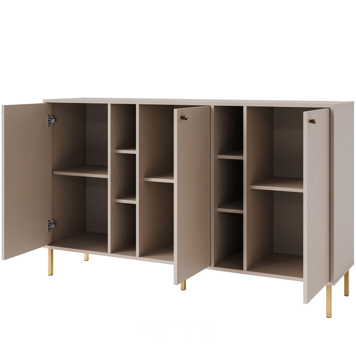 KOMMODE FLOREN, Creme/Gold - Creme, Holzwerkstoff/Metall (157.7/95/40.8cm) - KONSIMO®