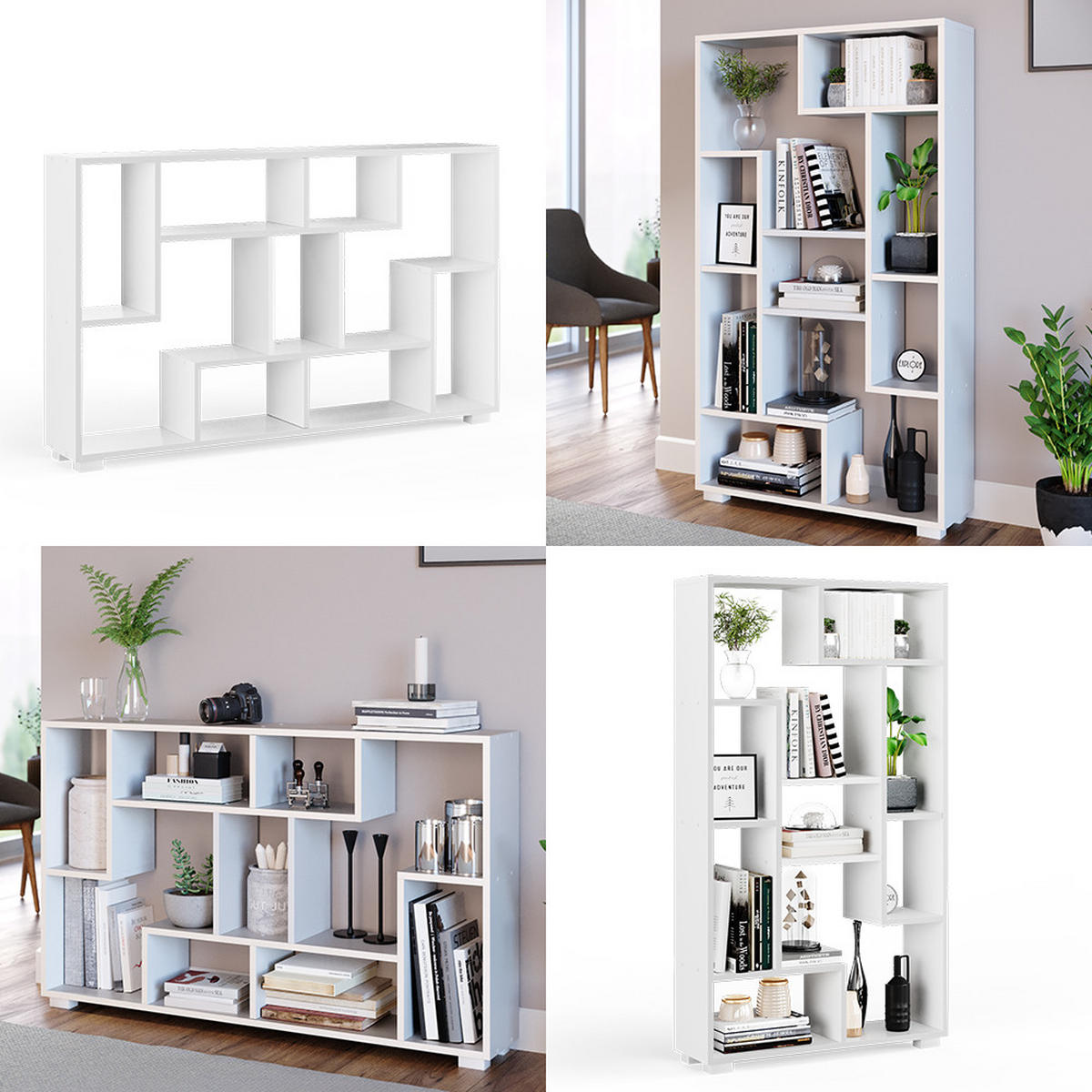 RAUMTEILER Domus Weiß 70.2 x 120 cm 9 Fächer - Weiß, Holzwerkstoff (70.2/120/20.1cm) - Vicco