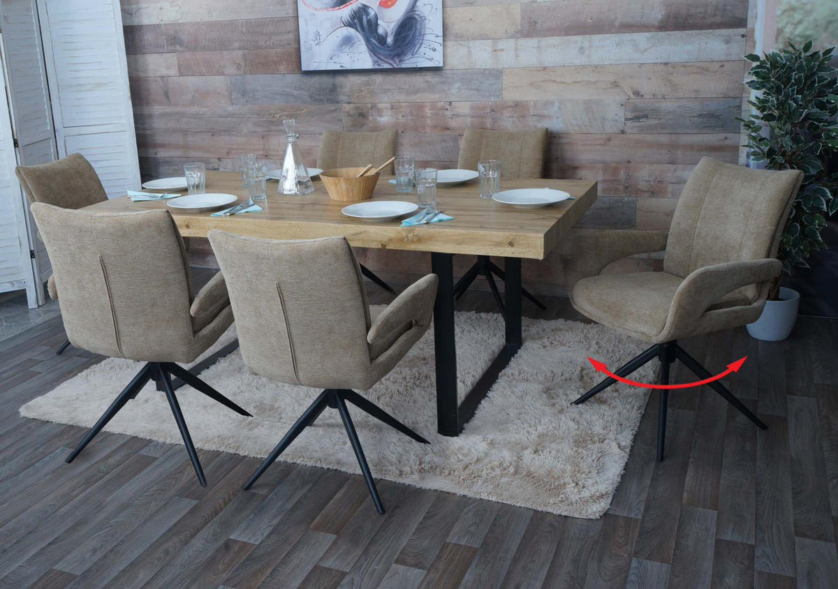 JEDÁLENSKÁ stolička hnedá, sada 6 ks - svetlohnedá/hnedá, textil (60/90/60cm) - MCW