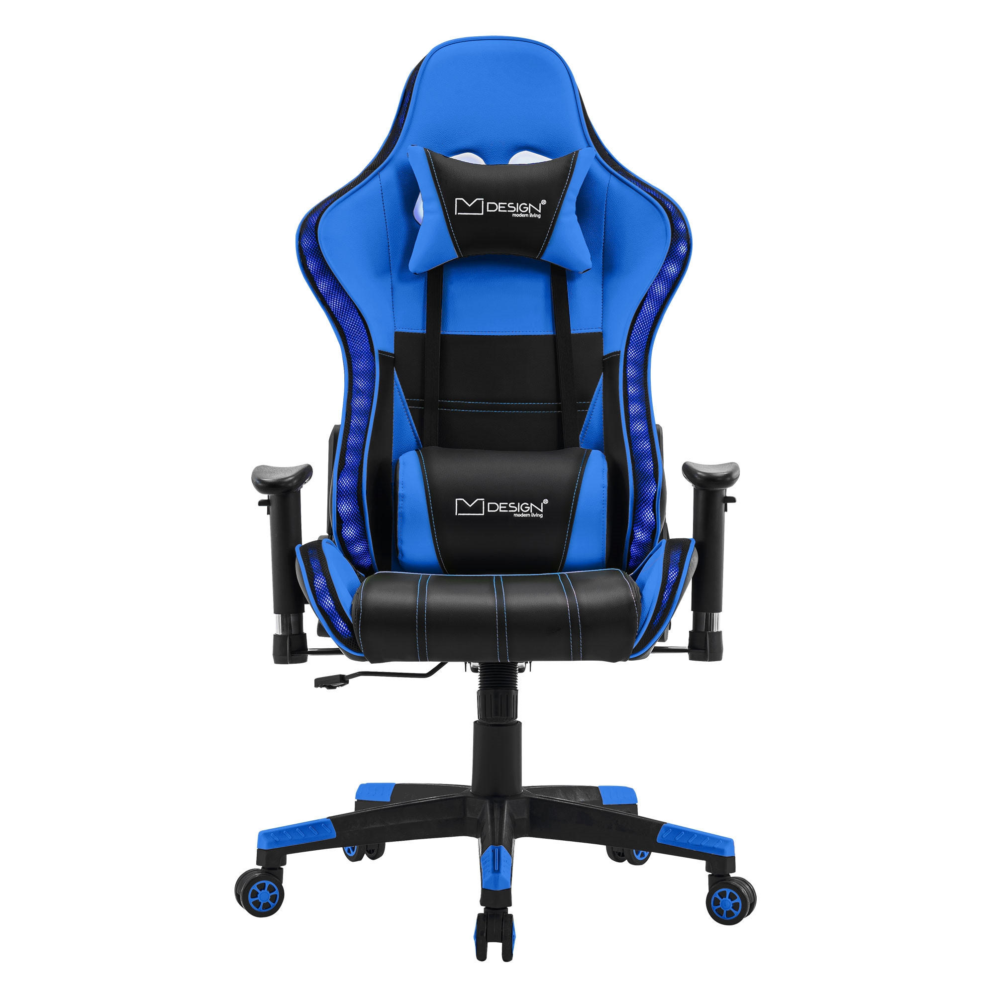 GAMING-STUHL Schwarz-Blau - Blau, Metall (68/132/66cm) - ML-DESIGN