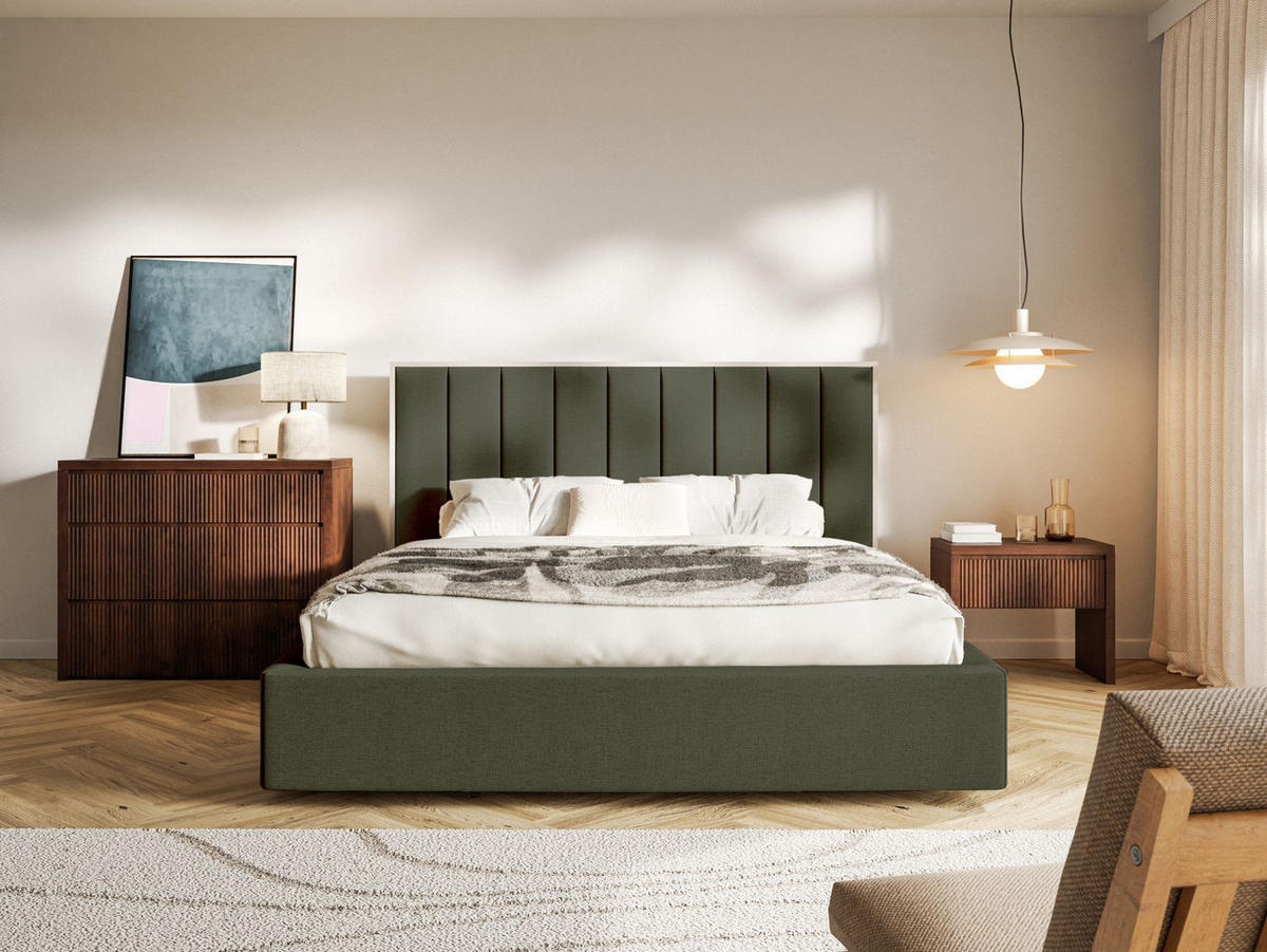 POLSTERBETT Togents Dunkelgrün mit Chenillebezug, 180x200 cm - Dunkelgrün, Textil (180/200cm) - Selsey