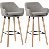 BARHOCKER 2er Set Mirid Stoff Grau - Grau, Textil (51/101/50cm) - DELUKE