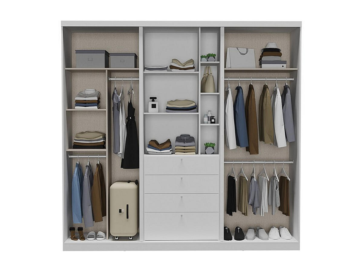 KLEIDERSCHRANK - 240 cm x 53 cm - holz - weiß Bodil - Weiß, Holz (240/231/53cm) - Vente-Unique