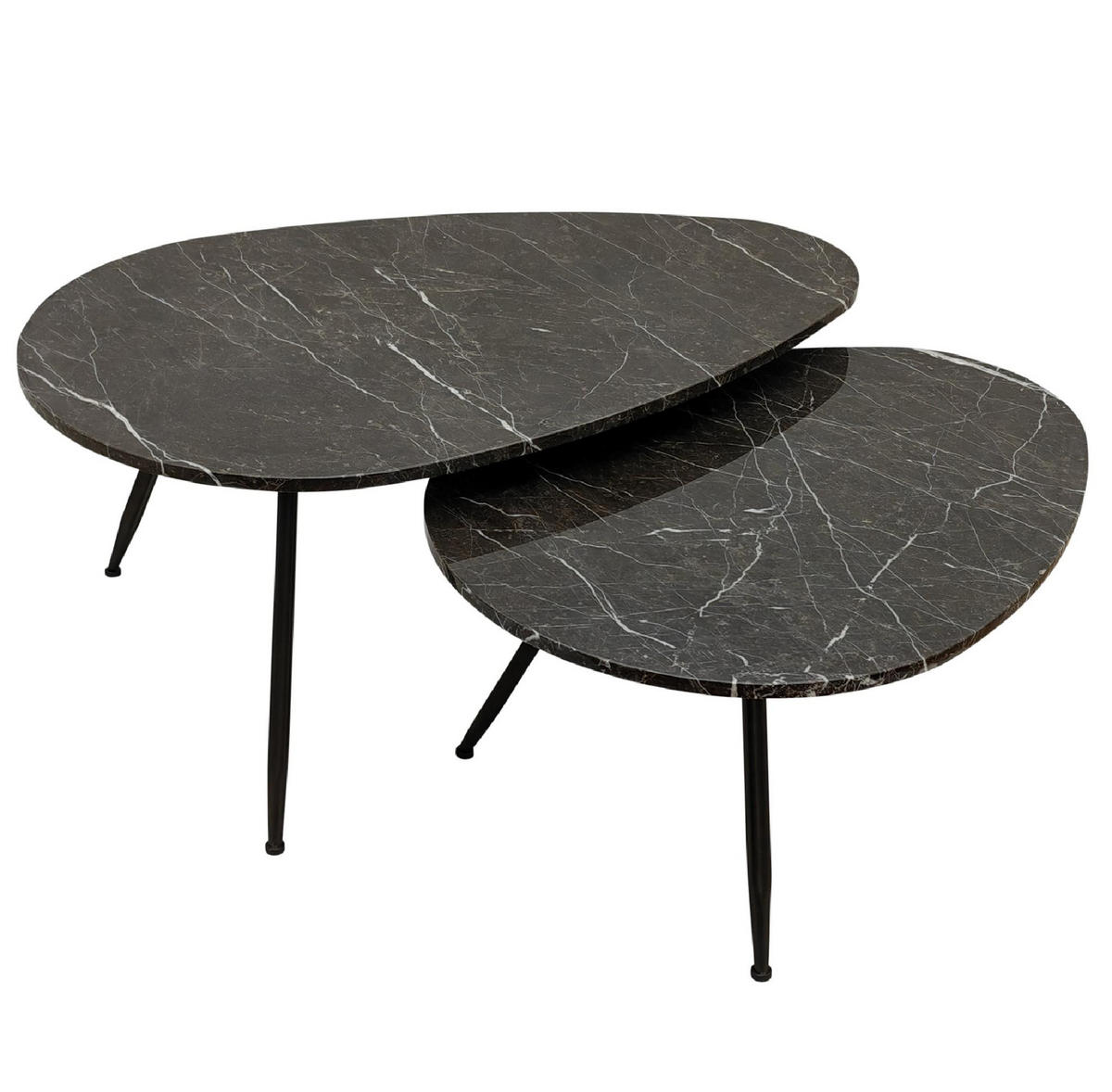 COUCHTISCH Veria Braun 0/0/0cm 2er-Set - Braun, Stein (100/60/43cm) - PTMD Collection