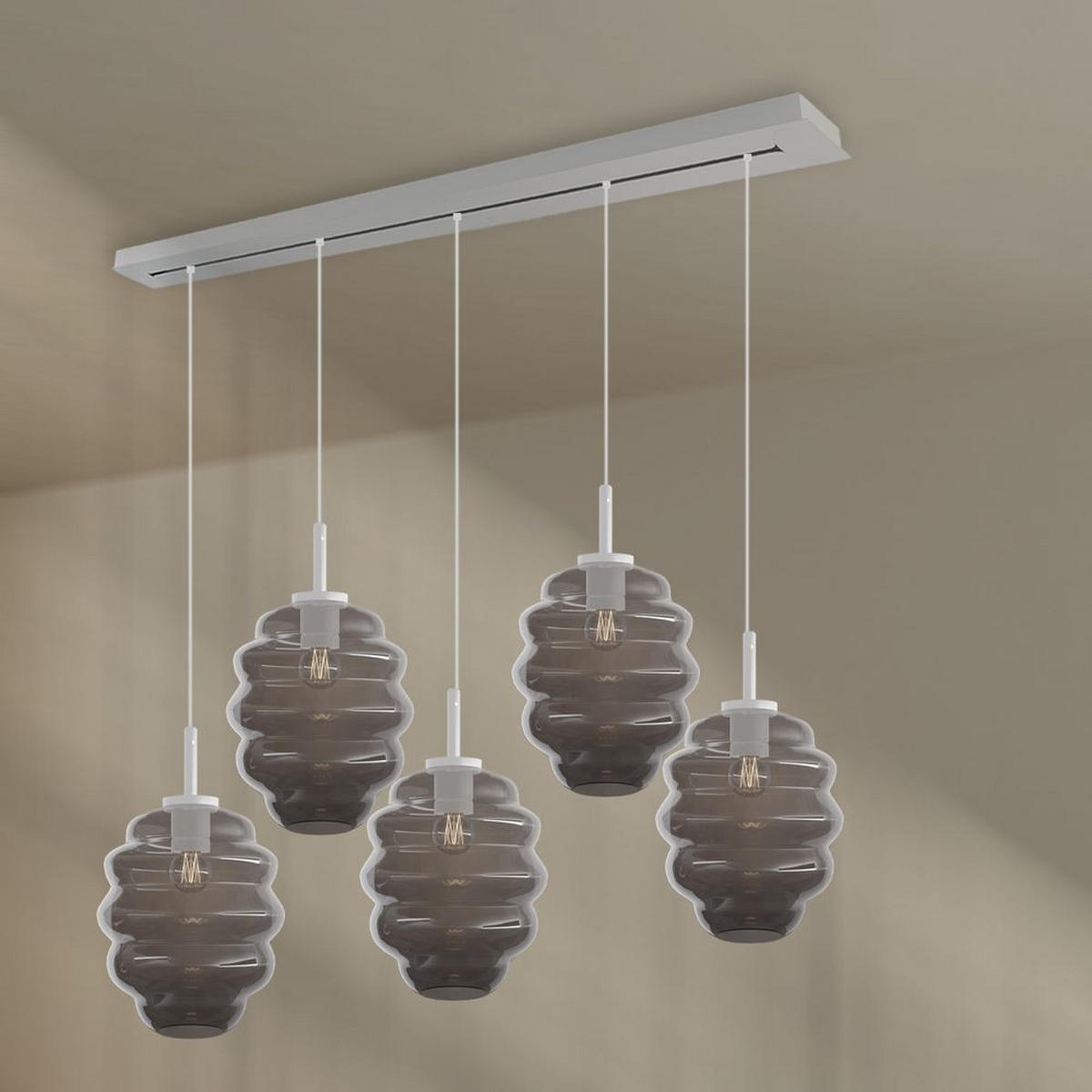 HÄNGELEUCHTE Echos 5-flammig Rauch Ø 25cm - Anthrazit/Schwarz, Glas (25/25/28cm) - s.luce