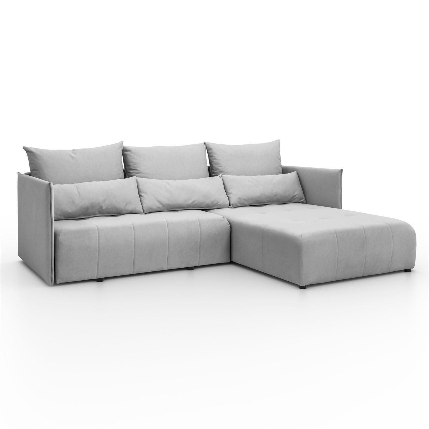 ECKSOFA APOLLO L mit Schlaffunktion und Bettkasten – rechte Seite - Grau, Textil (246/188cm) - Lookway