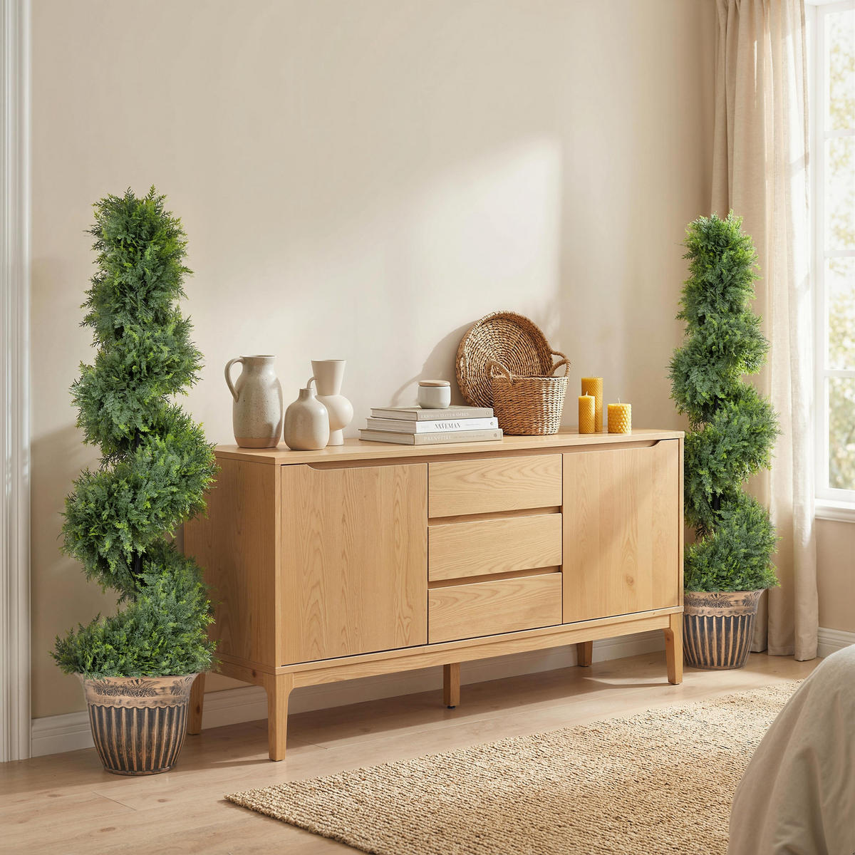 KÜNSTLICHE Pflanzen 2er-Set, UV-beständige 120 cm Kunstpflanze im Blumentopf - Grün, Kunststoff (120cm) - HOMCOM