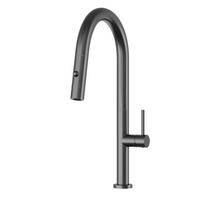 KÜCHENARMATUR Livia Gun Grey 43 cm Ausziehbrause 2 Strahlarten 1-tlg. - Grau, Metall (24/43/24cm) - Granitan