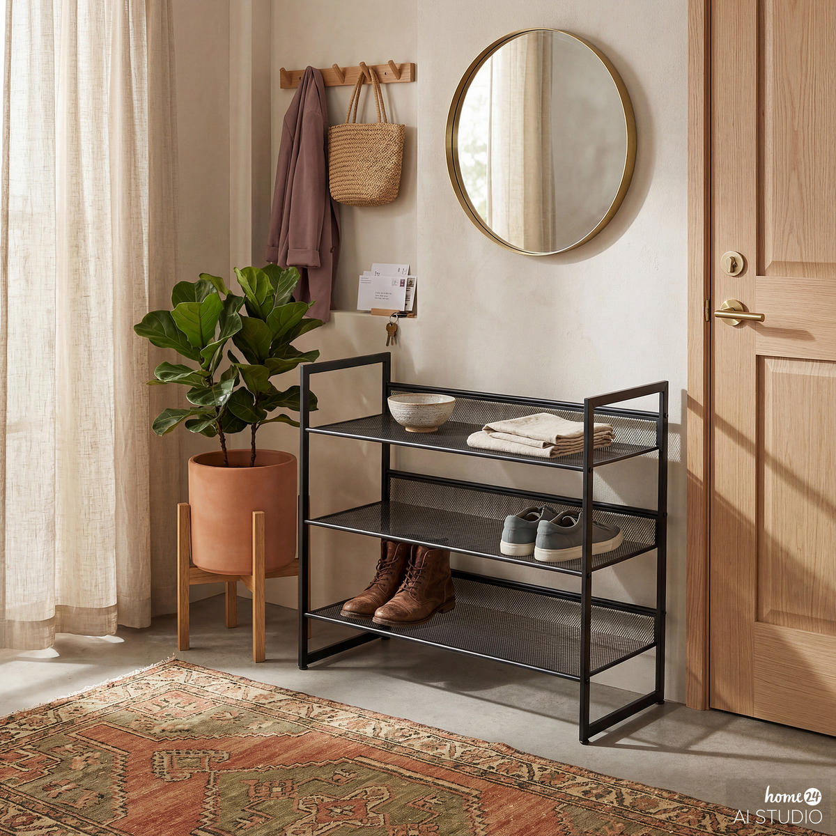 SCHUHREGAL - Schwarz - Metall - Schwarz, Kunststoff/Metall (72/63/30cm) - home24