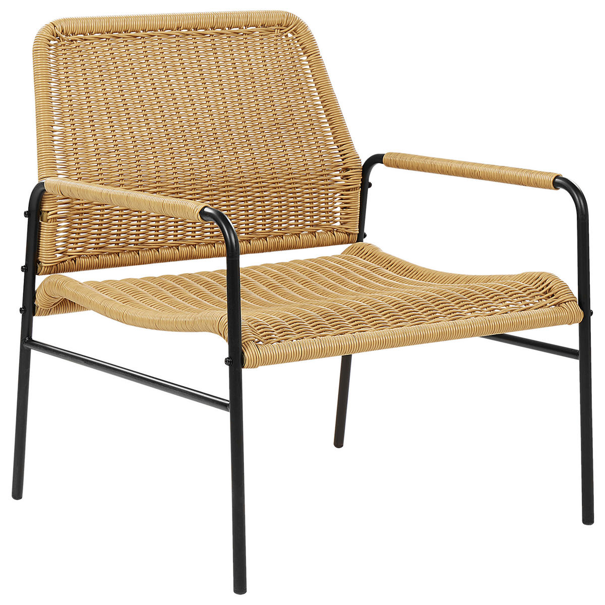 GARTENSTÜHLE 2er-SET aus Rattan Natur Prasimo - Beige/Schwarz, Naturmaterialien (63/78/67cm) - Beliani