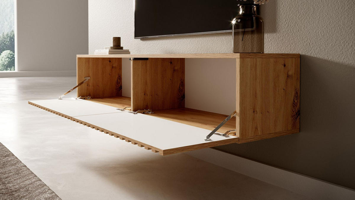 TV-HÄNGEBOARD Telire Eiche / Schwarz 138,6 cm - Schwarz/Eiche Artisan, Holzwerkstoff (138.6/30/31.6cm) - Selsey