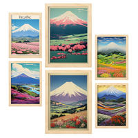 POSTER Set Mit 6 Massiver Berg In Vielseitiger A3 & A4 Rahmen Aus Hellem Holz - Beige, Papier (29/3cm) - Nacnic