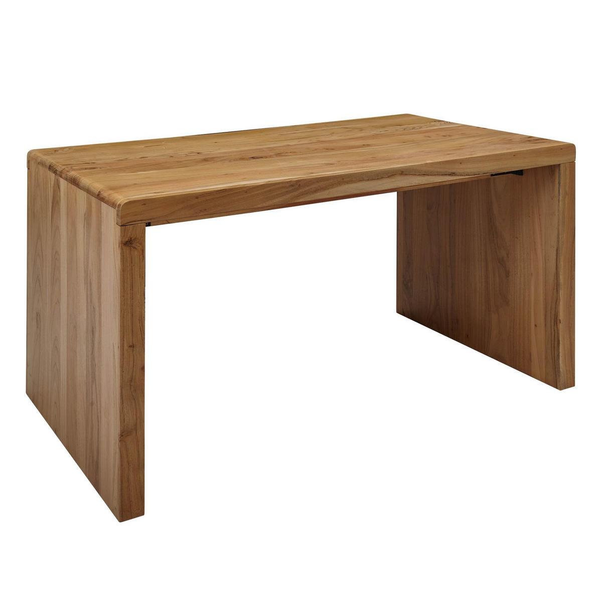 SCHREIBTISCH Massivholz Stauraum Abgerundete Ecken, Beige 140x80x76 cm - Beige, Holz (80/140/76cm) - KADIMA DESIGN
