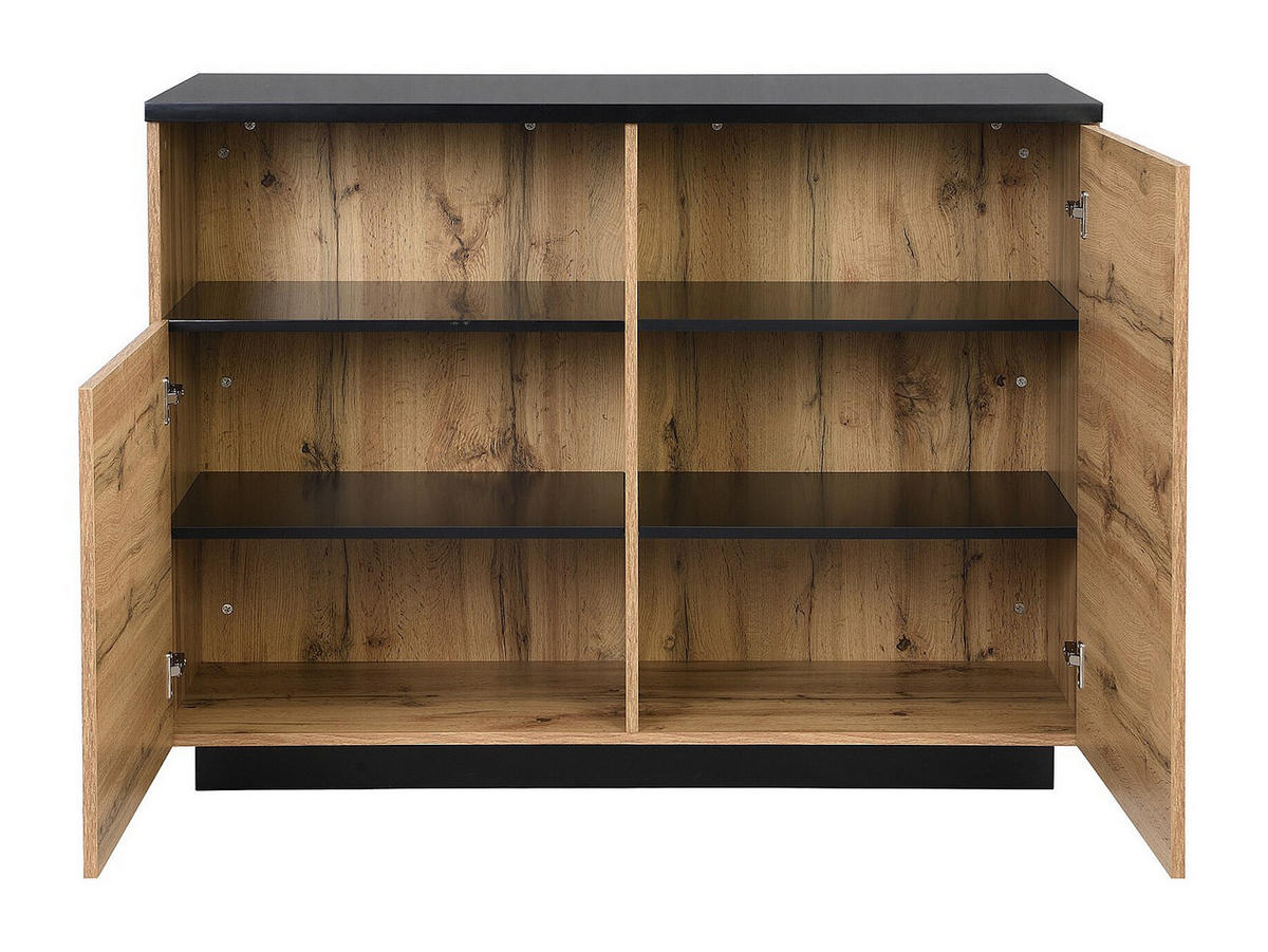 KÜCHENINSEL mit 2 Türen & 1 Ablagefach aus MDF - Holzfarben & Schwarz - CORELINA - Schwarz, Holz (120/90/60cm) - Vente-Unique