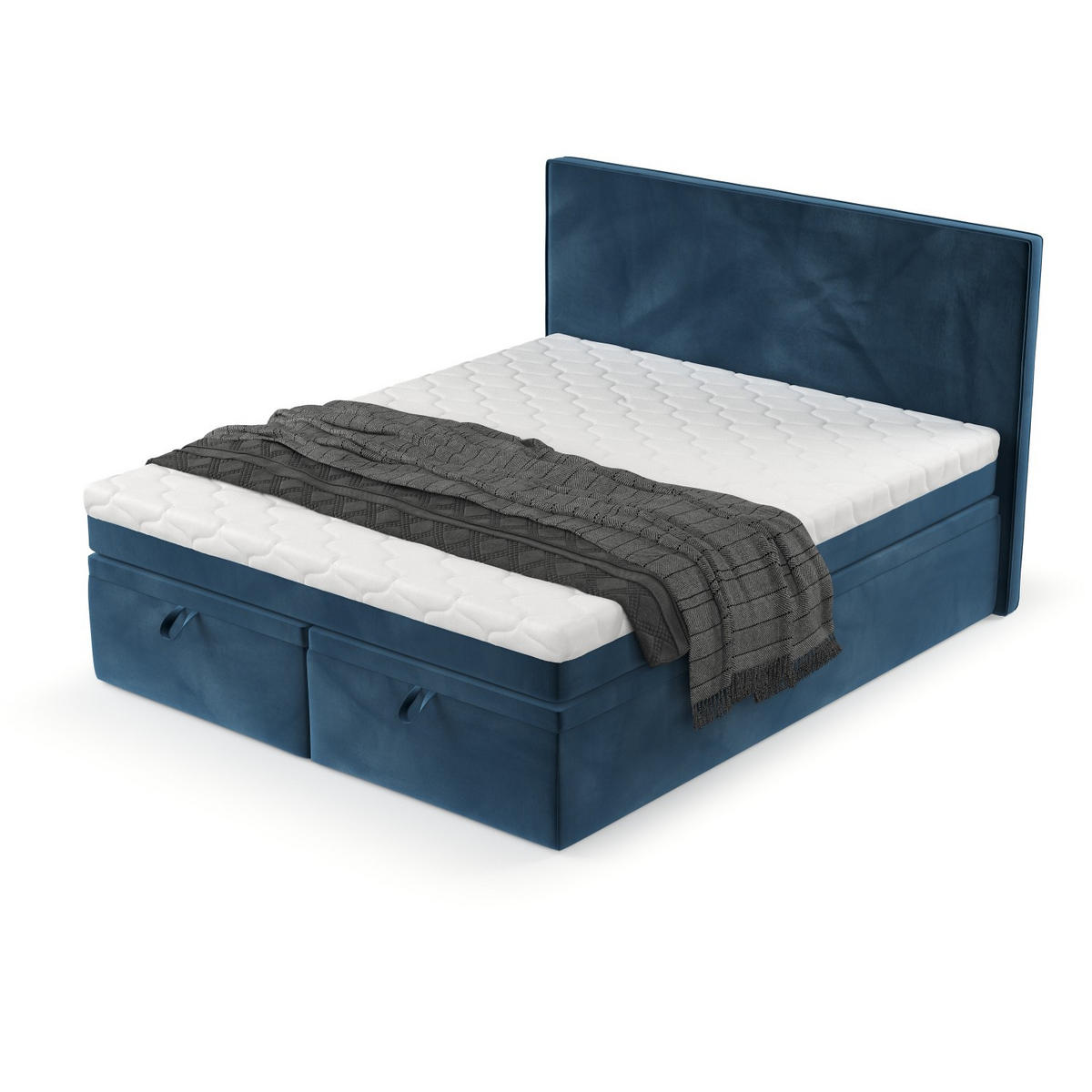 BOXBETT Zalla 140/200 cm Dunkelblau im Kronos Stoff - Schwarz/Dunkelblau, Holz/Holzwerkstoff (140/200cm) - AltaBeds