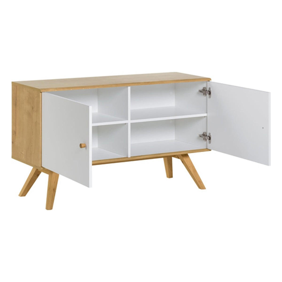 SIDEBOARD mit 2 Türen L120 cm - NATURE - Weiß, Holzwerkstoff (120/72/40cm) - Calicosy