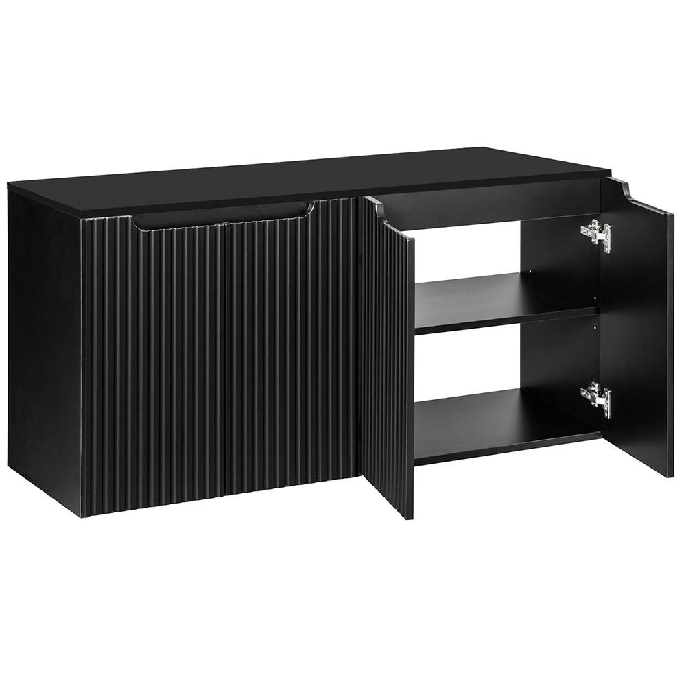 WASCHBECKENSCHRANK Newport-56 - Schwarz, Holzwerkstoff (120/60/40cm) - Lomado