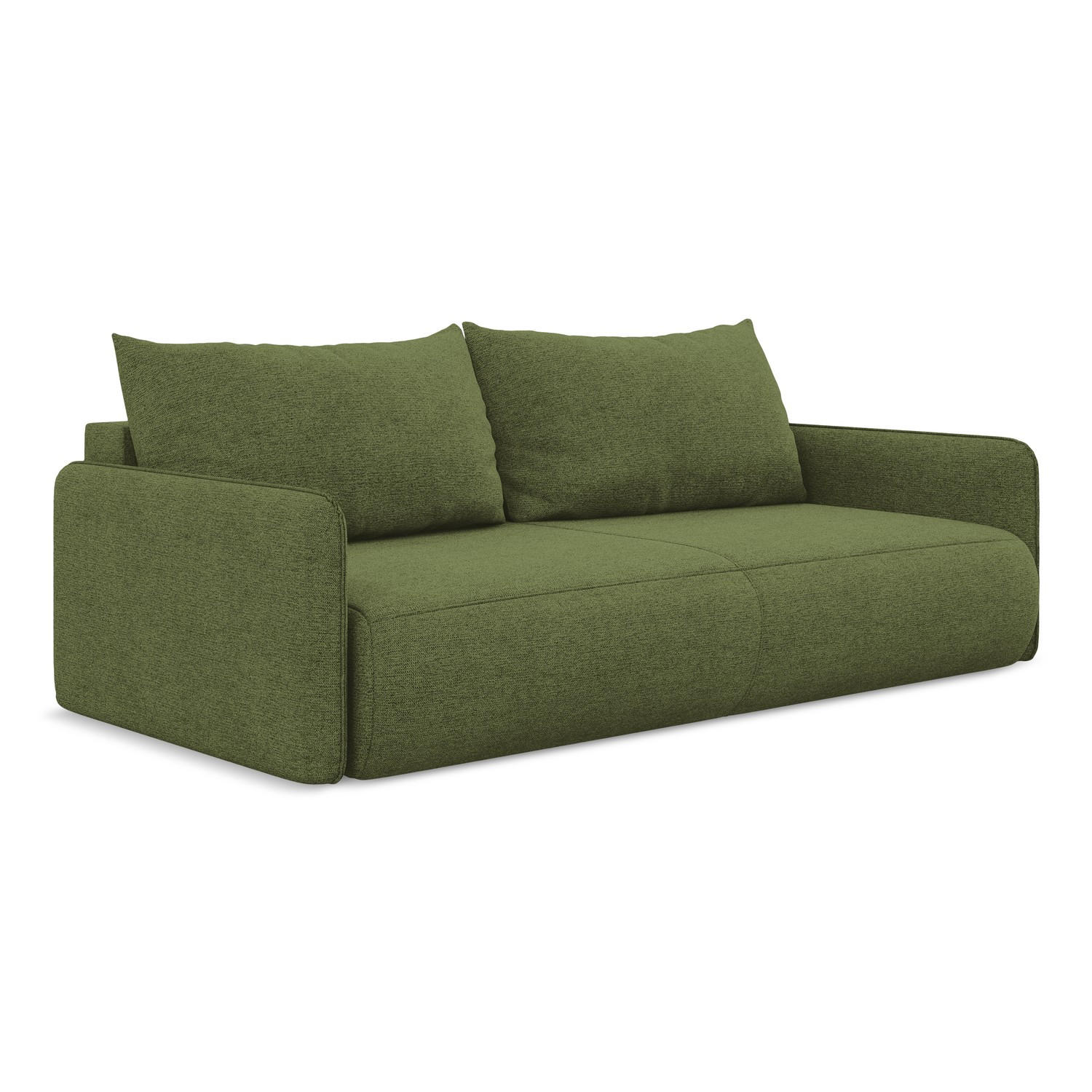 3-SITZER SOFA mit Schlaffunktion Chenille Stoff Grün - Dunkelgrün/Schwarz, Kunststoff/Textil (216/86/105cm) - LaMiaSofa