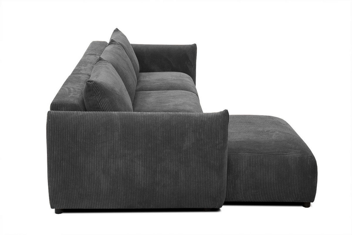ECKSOFA TAUER 5-Sitzer, dunkelgrau - Dunkelgrau/Schwarz, Holzwerkstoff/Kunststoff (173/294cm) - Courtois Laville