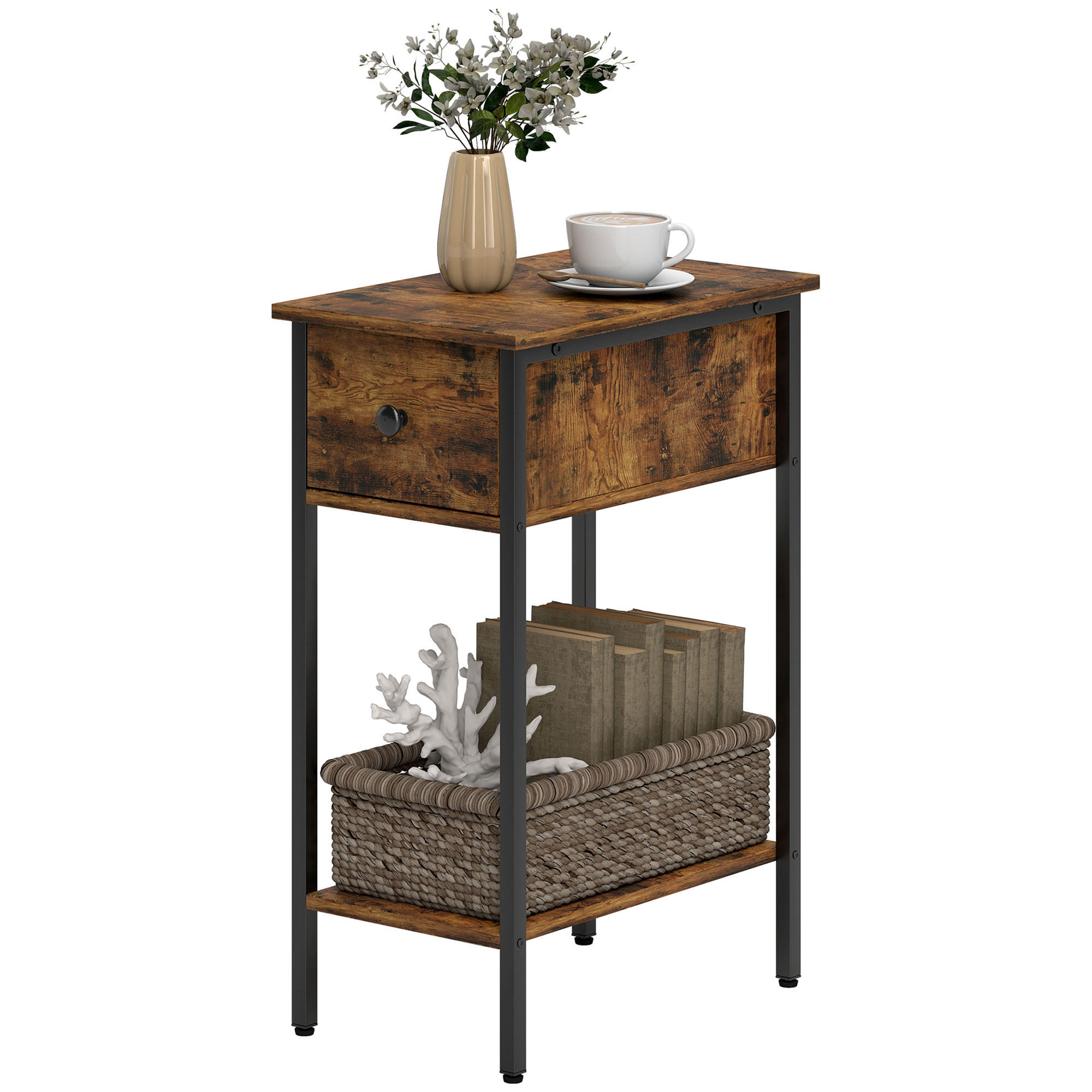 BEISTELLTISCH mit Schublade, Braun - Braun, Holz (25/25/58.2cm) - furnicato