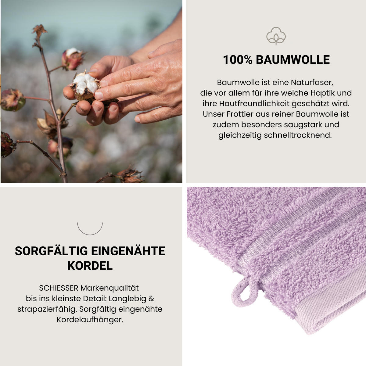 WASCHHANDSCHUHSET Milano - 5-teilig - 16 x 22 cm - Rosé - Rosa, Textil (16/22cm) - SCHIESSER