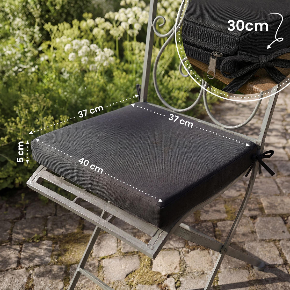 SITZKISSEN eckig 40/37/5 cm Kunststoff Dunkelgrau - Dunkelgrau, Kunststoff/Textil (37/40/5cm) - CLP