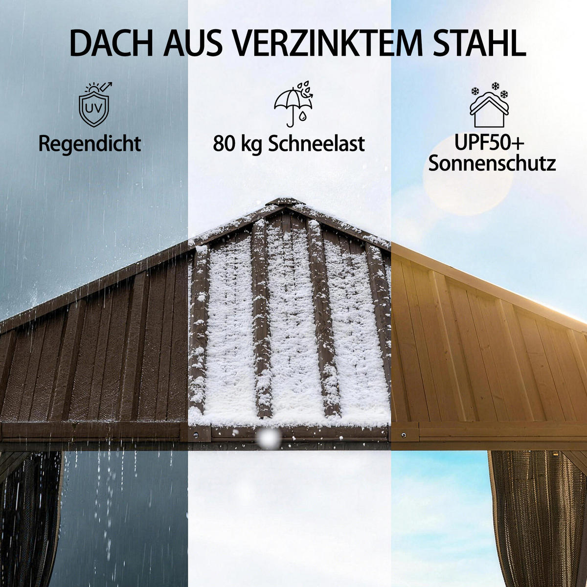 PAVILLON Polyester Aluminium Braun - Braun, Textil/Metall (301/280/301cm) - Outsunny
