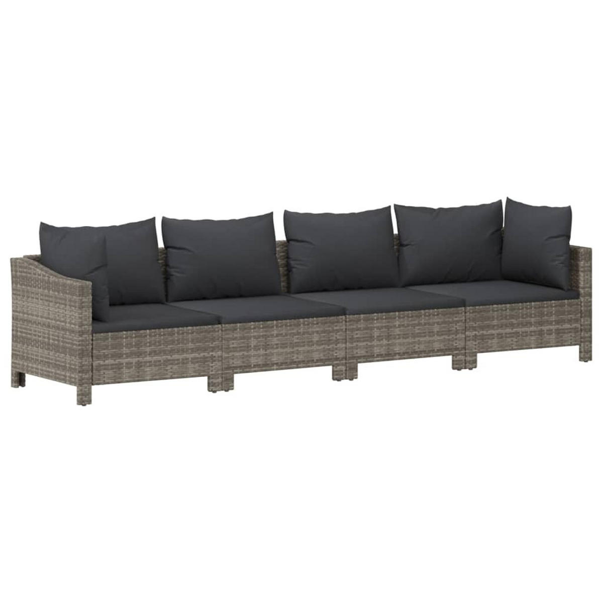 LOUNGEGARNITUR mit Auflagen, 252 cm, aus Poly Rattan, Grau, 5-teiliges Set - Grau, Kunststoff - vidaXL