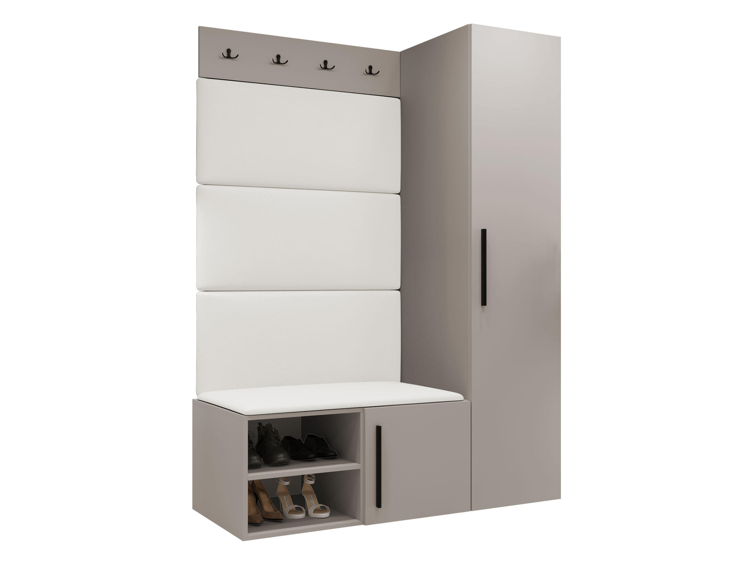 GARDEROBEN-SET Medi II - Kaschmir/Schwarz, Holzwerkstoff/Kunststoff (40/191/50cm) - MIRJAN24