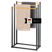 STAND-HANDTUCHHALTER, Bambus/Metall schwarz - Schwarz, Metall (45.5/76.5/22cm) - eluno