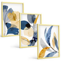 BILDER SET 3er Set - 40x60 cm Goldrahmen - Aquarell-Pflanzenmotive - Goldfarben, Kunststoff (40/60cm) - TULUP