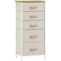 KOMMODE mit 5 Schubladen aus Vliesstoff Beige - Beige/Naturfarben, Holz/Textil (30/94.5/45cm) - HOMCOM