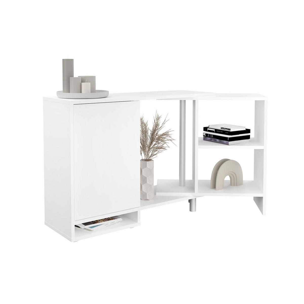 ECKMODULARES Aufbewahrungsmöbel - Flex - Weiß, Holzwerkstoff (33/73.6/133.5cm) - Calicosy