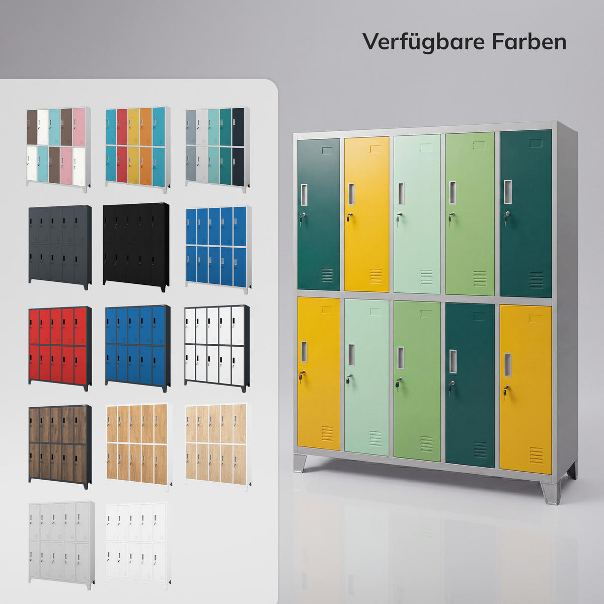 SCHLIESSFACHSCHRANK Bartek - Gelb/Grün, Metall (136/172/45cm) - Jan Nowak