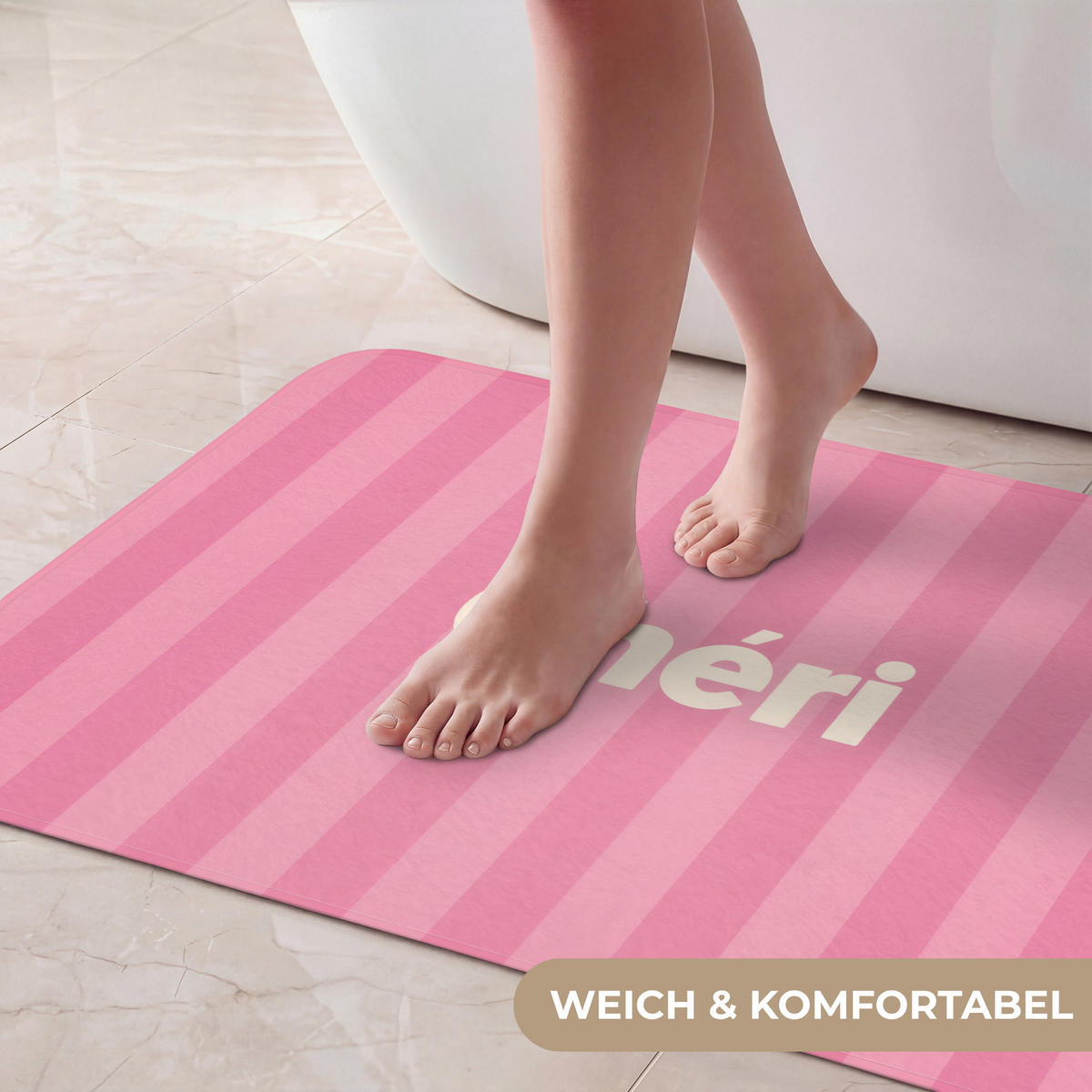 KOUPELNOVÁ PŘEDLOŽKA Pruhované - růžové - Chéri 80x50 cm - růžová, textil/plast (80/50cm) - OnlyWow