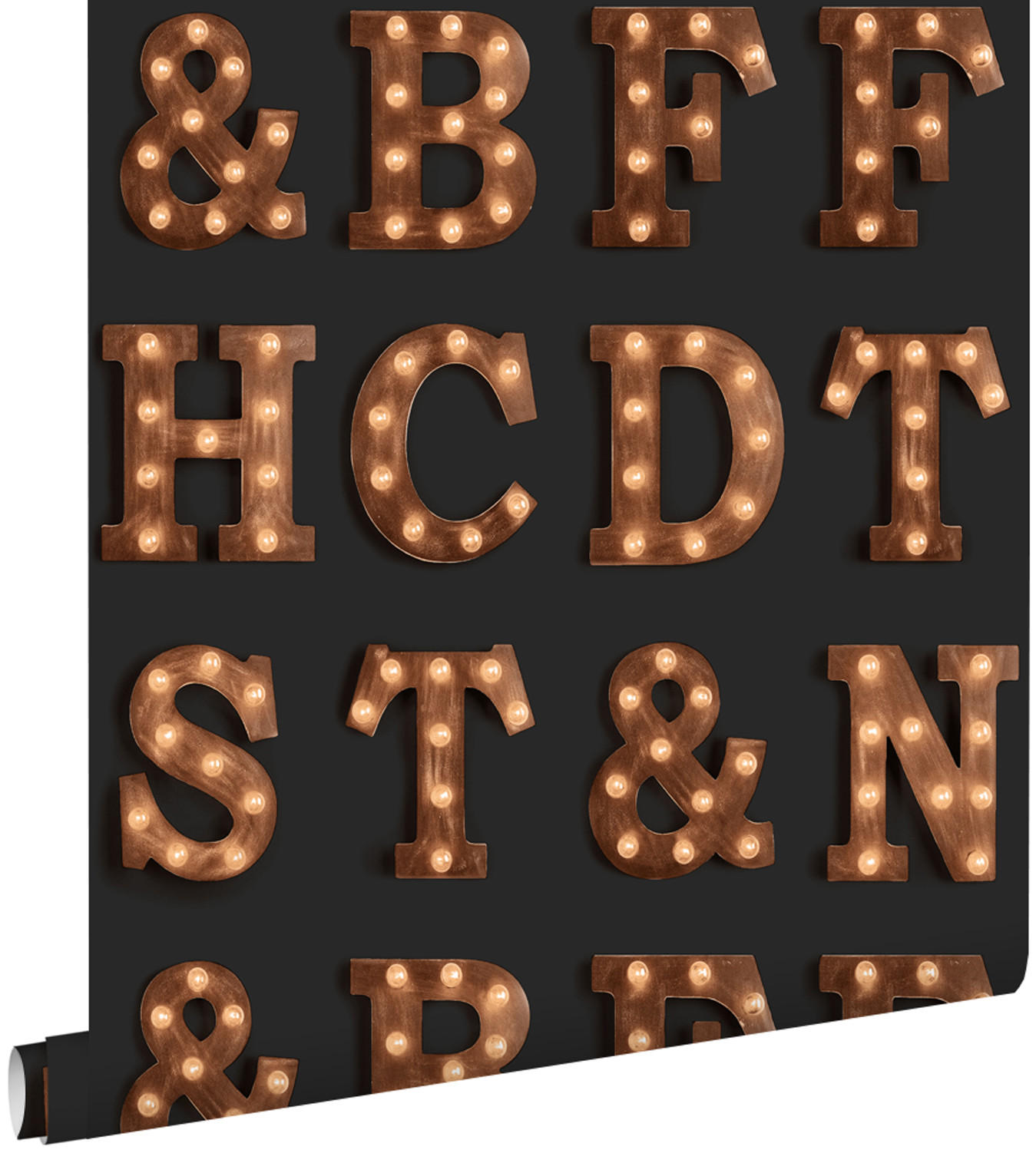 TAPETE Leuchtbuchstaben 53 cm x 10.05 m - Schwarz, Papier (53/1000cm) - ESTAhome