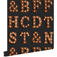TAPETE Leuchtbuchstaben 53 cm x 10.05 m - Schwarz, Papier (53/1000cm) - ESTAhome