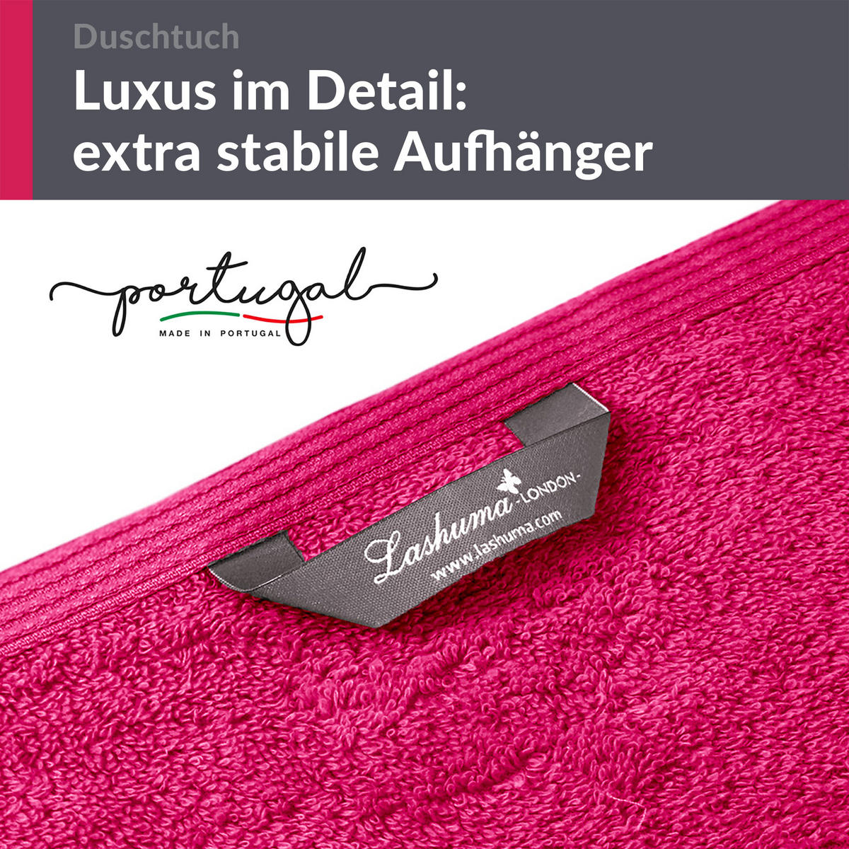 DUSCHTUCH London Rhabarber Rot 2er Set 70x140 - Pink, Textil (70/140cm) - Lashuma