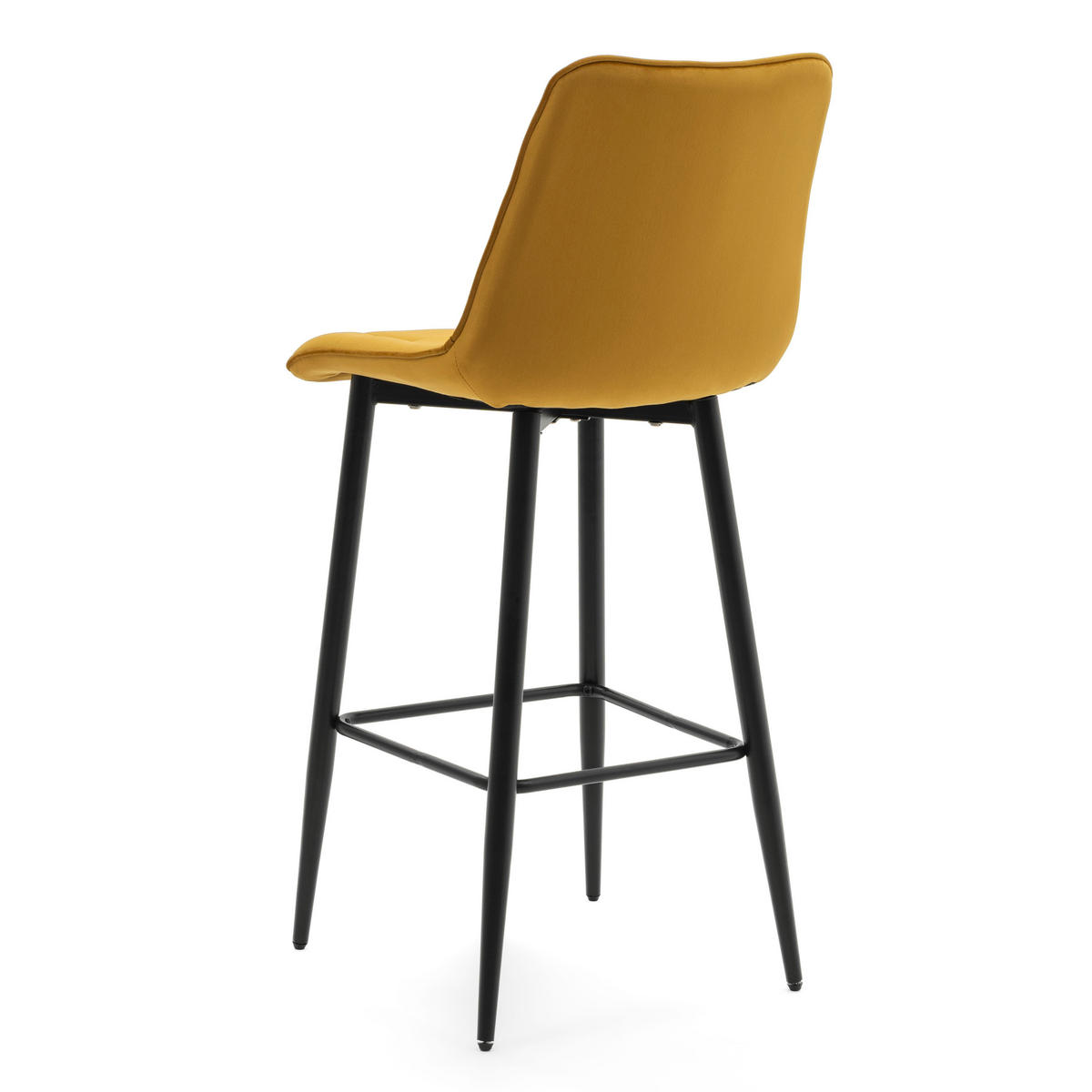 BARHOCKER CHIC gespolsterter mit Steppung - curry - Samt Velours - Currygelb/Schwarz, Textil/Metall (46/109/56cm) - NEW HOME