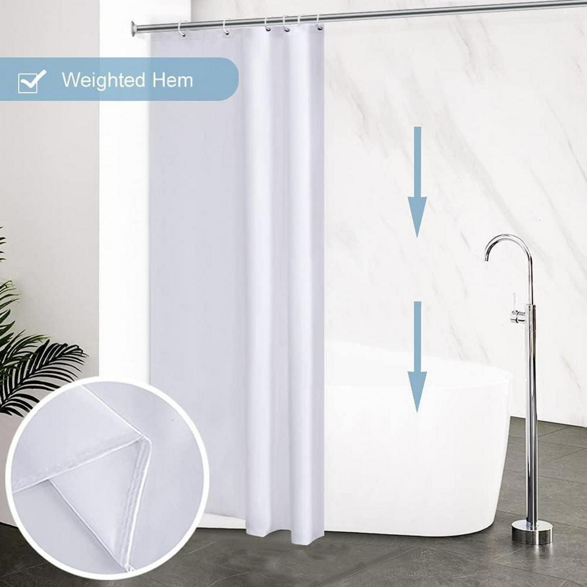 DUSCHVORHANG Polyester Weiß 150 x 200 cm - Weiß, Textil (150/200cm)