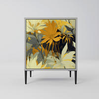 SIDEBOARD SUNKISSED LILY, Grau, 57,5x42x72,5 cm, Schwarze Metallfüße - Multicolor/Schwarz, Holzwerkstoff/Metall (57.5/72.5/42cm) - SpaceRebels