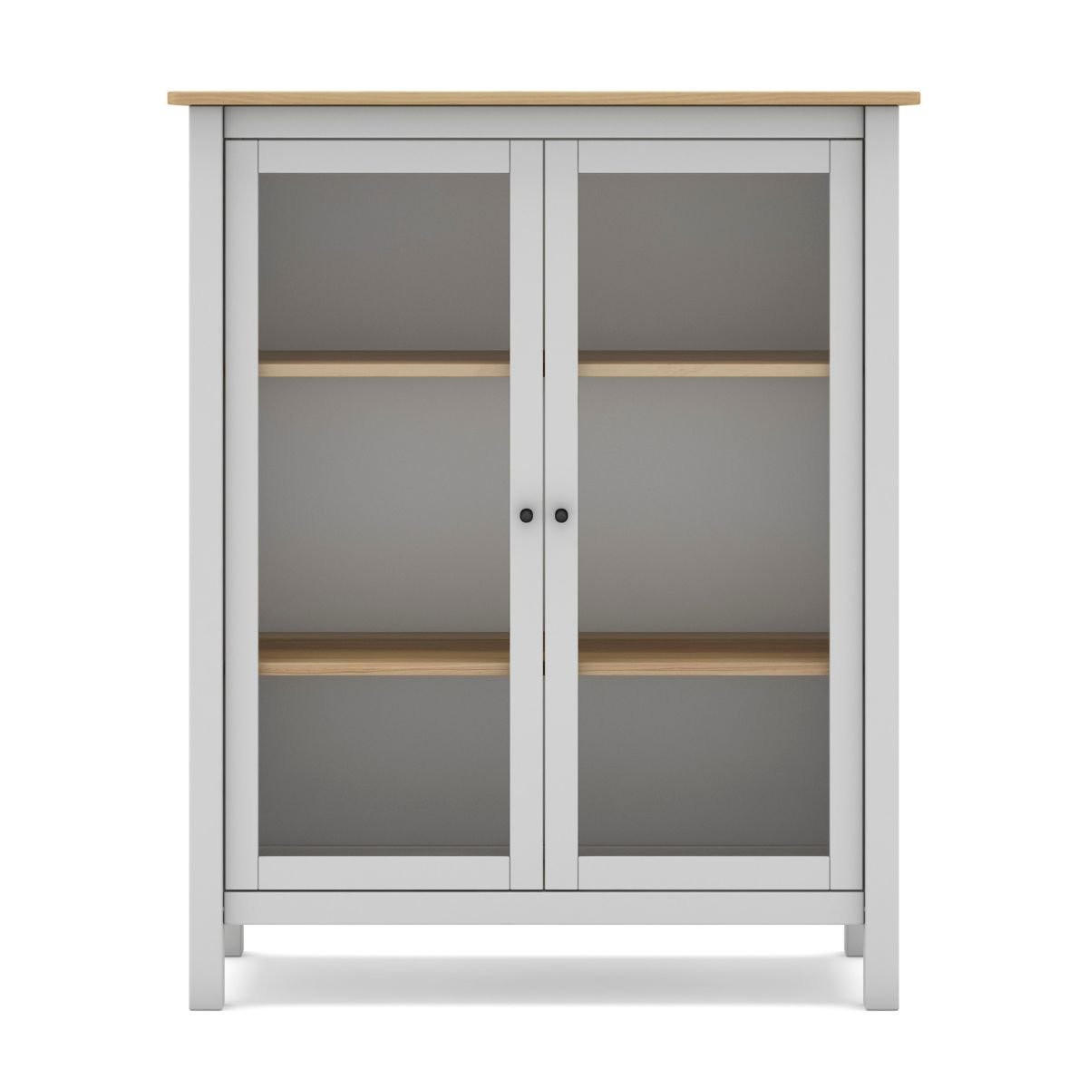 VITRINE 2 Türen L90 x H110 cm - Misti - Weiß, Holz (40/110/90cm) - Calicosy