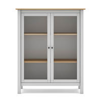 VITRINE 2 Türen L90 x H110 cm - Misti - Weiß, Holz (40/110/90cm) - Calicosy