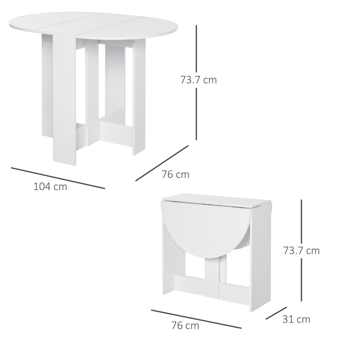 ESSTISCH Weiß 1 Stück - Weiß, Metall (104/76/73.7cm) - GiPP