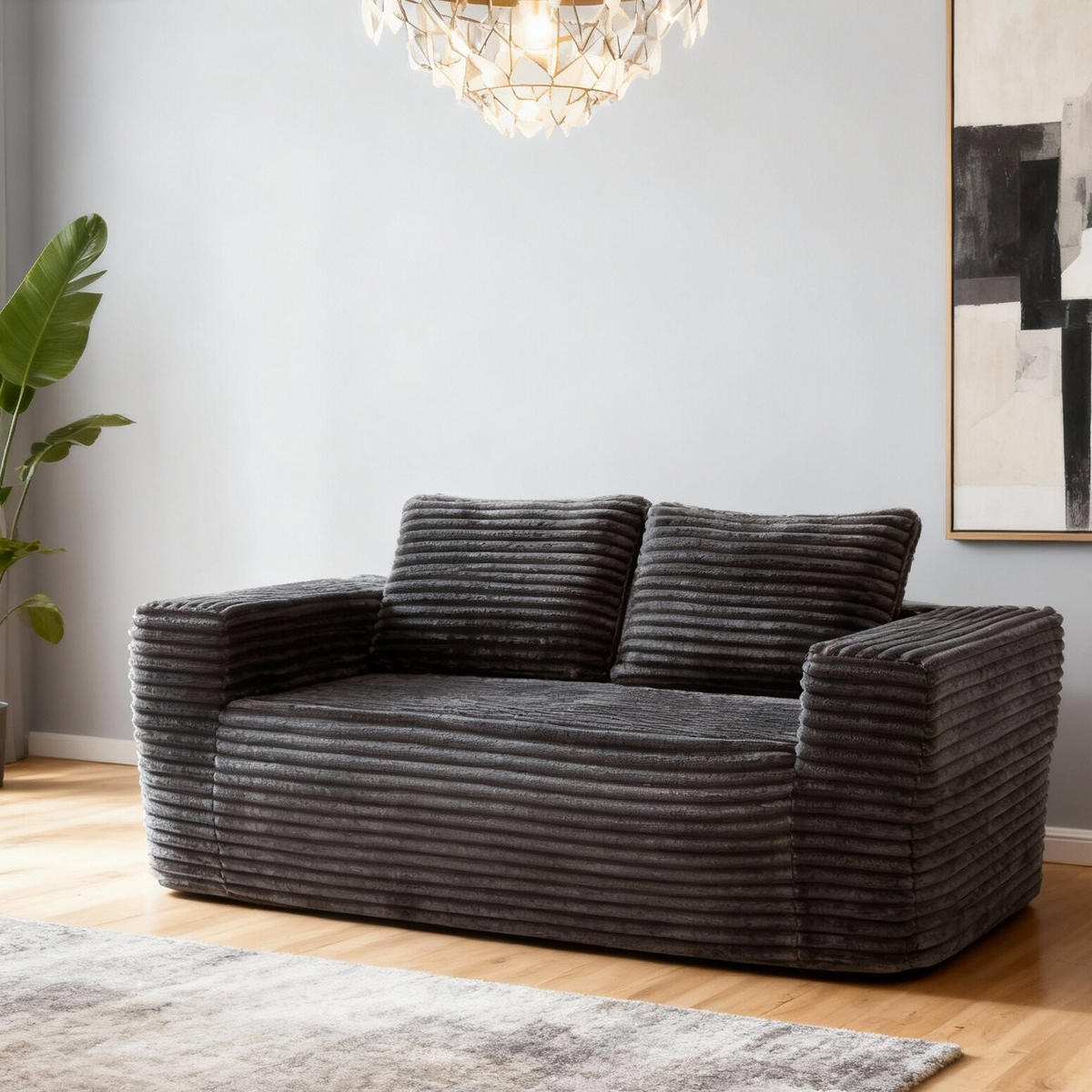 2-SITZER SOFA Cord Grau - Grau, Textil (160/58/88cm) - WISHDOR