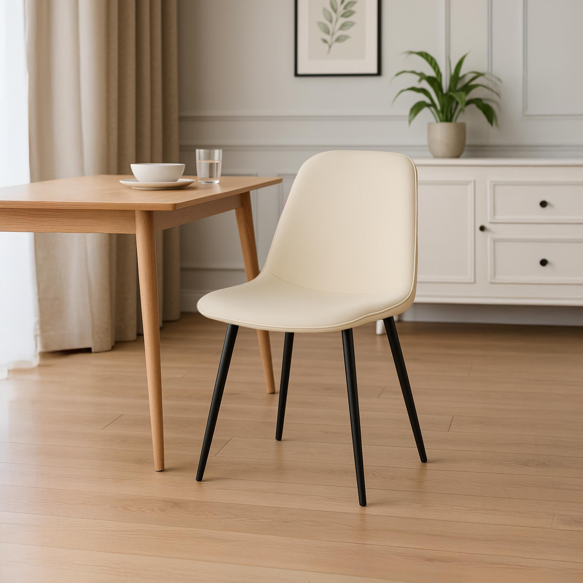 ESSZIMMERSTUHL 2er Set Samt Creme - Creme/Schwarz, Textil/Metall (45/88/54cm) - CLP