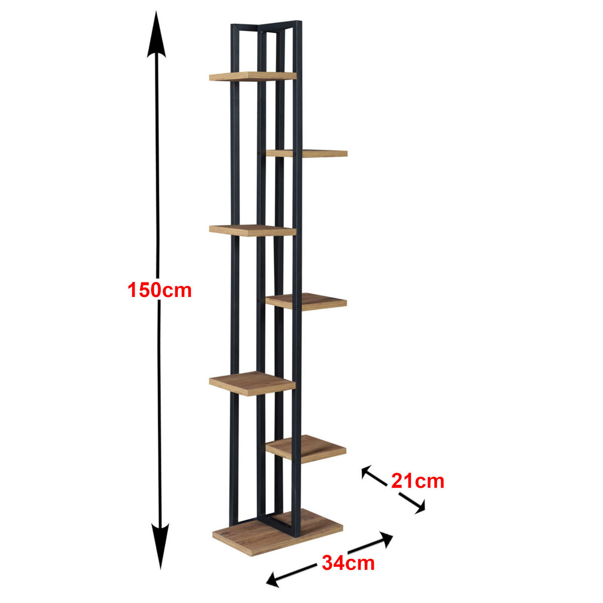 STANDREGAL Somero - Walnussfarben/Schwarz, Holzwerkstoff/Metall (34/150/21cm) - [en.casa]