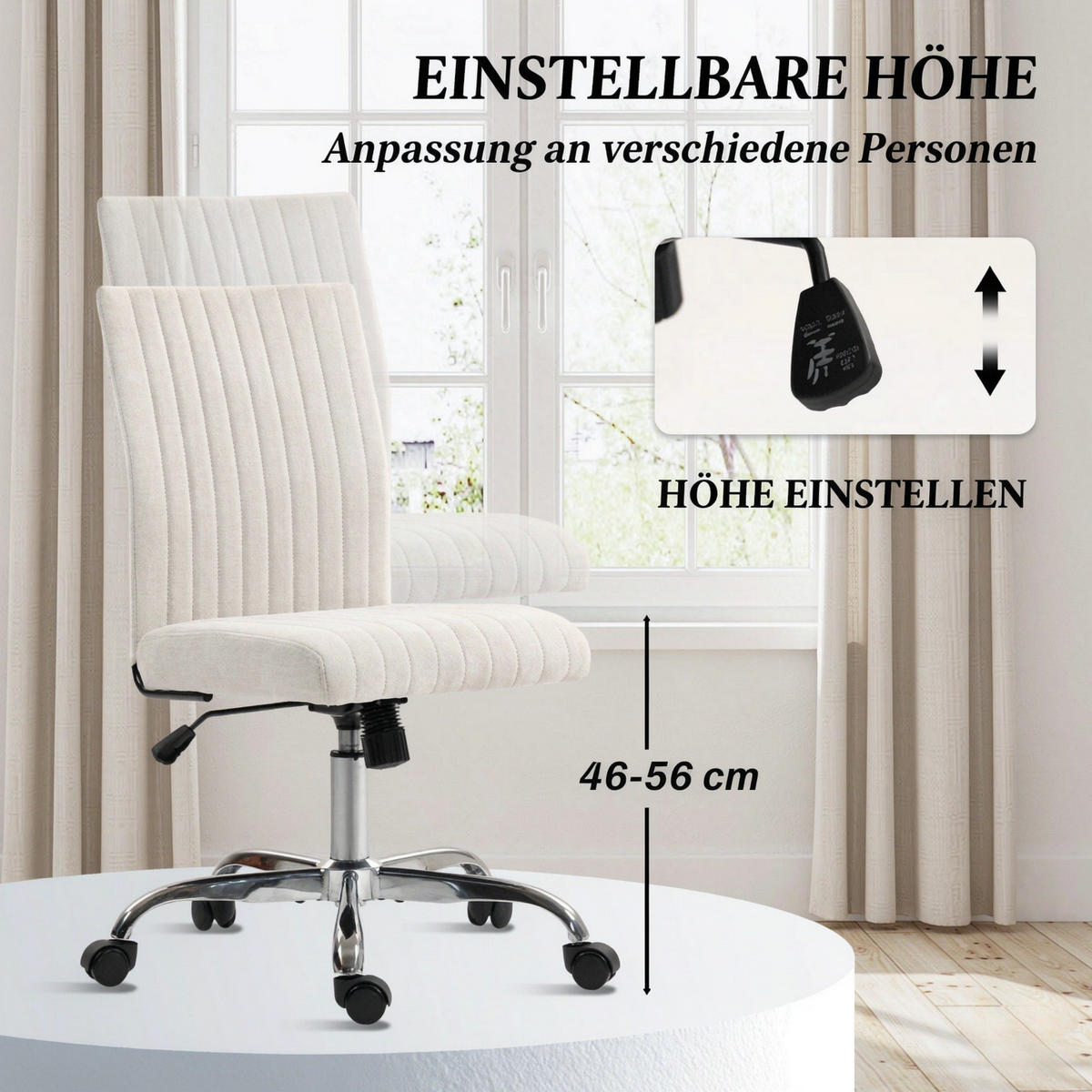 DREHSTUHL höhenverstellbar 360° drehbar 120 kg - Weiß, Textil (43/89/56cm) - Gisaae